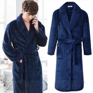 플러스 사이즈 두꺼운 플란넬 남성 가운 기모노 목욕 가운 가운 산호 양털 잠옷 가정 의류 가을 겨울 잠옷 라운지 착용