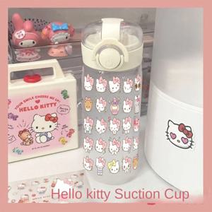 Hellokitty 새로운 밀짚 플라스틱 컵 대용량 커플 학생 귀여운 소녀 학생 마시는 컵 간단한 휴대용 기능 쉬운 컵 선물
