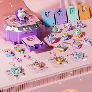 77pcs 세트 어린이 수제 DIY 다기능 마술 상자 반지 보석 골동품 카드 스티커 기계 세트 퍼즐 장난감 완화