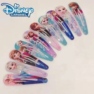 무작위 10pcs 냉동 엘사 헤어 클립 어린이 귀여운 디즈니 액세서리 4.8cm 디지털 인쇄 헤어 클립 미니멀리스트 생일 선물