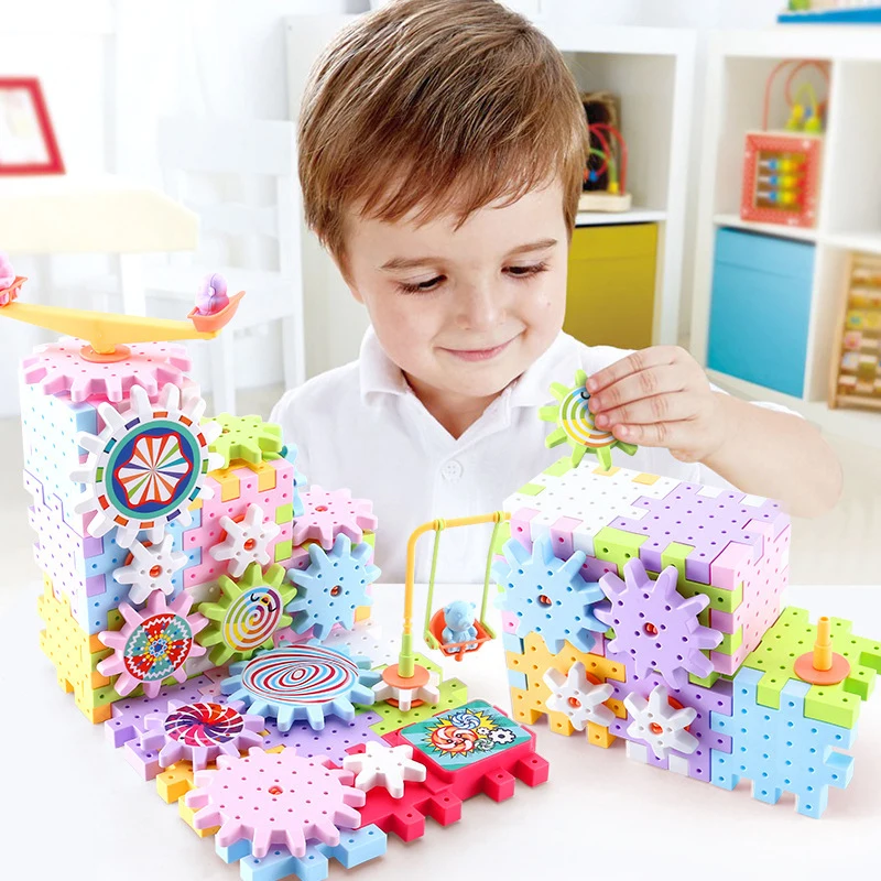 뜨거운 83-263 PCS 전기 기어 3D 퍼즐 모델 구축 키트 플라스틱 벽돌 블록 어린이를위한 교육 장난감 어린이 크리스마스 선물
