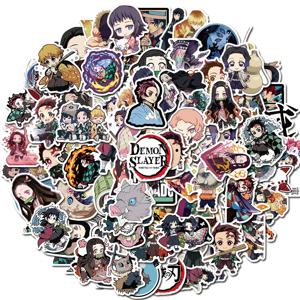 100pcs 악마 슬레이어 애니메이션 스티커 방수 전화 케이스 귀여운 스티커 팩 노트북 스킨 카와이 포장 미술 용품