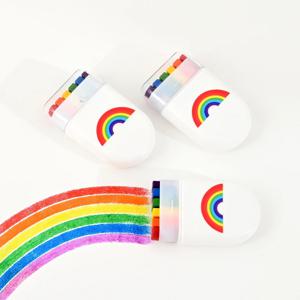 2PCs 레인보우 크레용 페인트 레인보우 생일 파티 다채로운 테마 파티 액세서리 파티 가족 의상 선물 포켓 크기