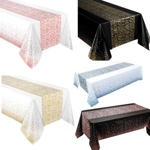 1pc 작은 폴카 도트 일회용 식탁보, 두꺼운 방수 PEVATablecloth, 홈 웨딩 생일 파티 장식, 54*108inch