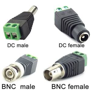 DC BNC 수 암 커넥터, 동축 CAT5 비디오 발룬 어댑터 플러그, LED 스트립 조명용, CCTV 카메라 액세서리, 12V, 2 개, 5 개, 10 개