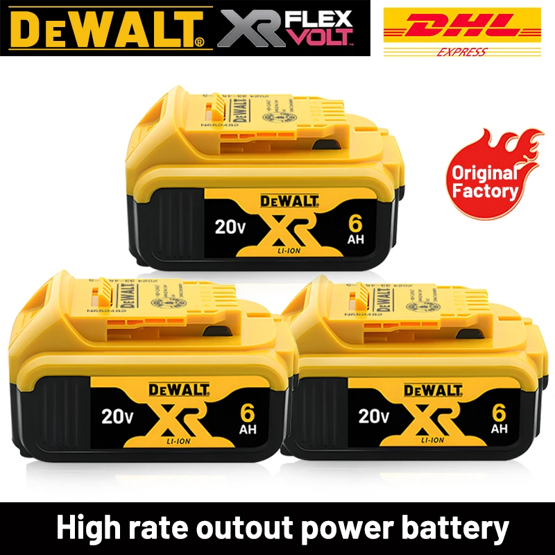 정품 Dewalt 배터리, 충전식 리튬 이온 배터리, DCB115, DCB118, Dewalt 도구 배터리, Dewalt, DCB1104 충전기, 20V, 6AH