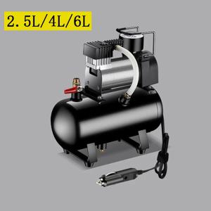 휴대용 무소음 오일 에어 컴프레서, 자동차 타이어 팽창기 펌프, 12V, 220V, 2.5L, 4L, 6L