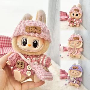 Labubu 17cm 옷 II 아이돌 인형 앉아 파티 괴물 복장 액세서리 의류 어린이 선물 귀여운 스웨터와 가방