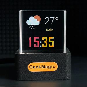 GeekMagic 크리스탈 큐브 사진 디스플레이 홀로그램 데스크탑 스마트 기상 관측소 GIF 애니메이션이 포함된 디지털 시계 앨범—L49A