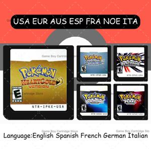 DS 게임 카트리지 포켓몬 시리즈 비디오 게임 콘솔 카드 플래티넘 펄 다이아몬드 HeartGold SoulSilver NDS 3DS 용 다국어