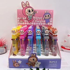 Labubu 볼펜 6/36pcs 만화 10 색 0.5mm 학교 학생 문구 그리기 Wrirte 마크 펜 학생 학교 사무실 선물