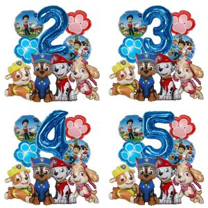 9pcs 만화 발 순찰 테마 호일 풍선 번호 풍선 어린이 생일 파티 장식 아기 선물 파티 체이스 스카이 풍선