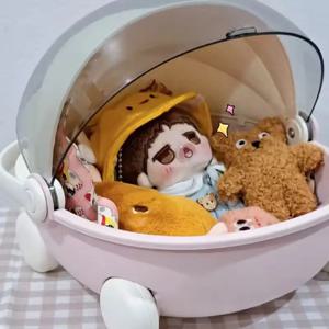 Labubu 아기 유모차 Mokoko 보관 상자 인형 장식 Labubu 공간 모듈 인형 수면 요람 카트 인형 침대 가구 액세서리