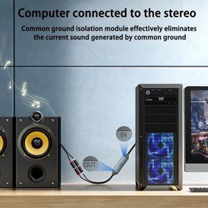 RCA 오디오 아이솔레이터 용 A65I AV100C 공통 접지 잡음 필터 3.5mm 간섭 방지 잡음 제거기 자동차 오디오 홈 스테레오
