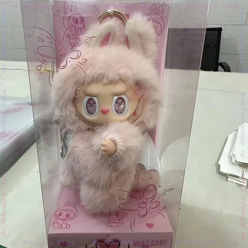 고품질 Zimomo 리틀 리더 Labubu 변경 아기 나비 핑크 한정판 플러시 비닐 Labubu 인형 펜던트 선물 복제