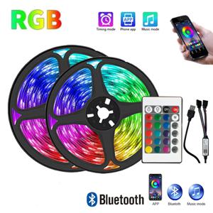 1-30M USB 5V RGB LED 스트립 조명 블루투스 APP 제어, 24키 원격 색상 변경 TV 백라이트 장식용 유연한 조명