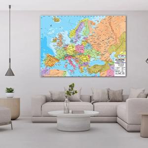 150x100cm/A1/A2 세부 정보가있는 영어로 된 유럽지도 벽 아트 포스터 그림 여행 학교 용품 교실 홈 인테리어
