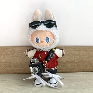 빨간 야구 재킷 세트 인형 의류 액세서리 15/17cm Labubu V2 V3 봉제 인형 의류 의류