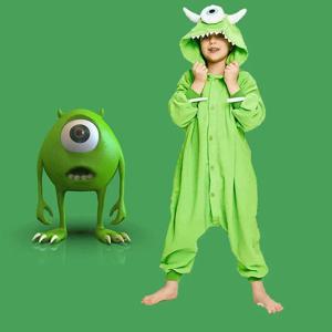 키즈 소년 몬스터 대학교 Mike Wazowski 할로윈 의상 재미 있은 귀여운 Homewear 괴물 동물 점프 슈트 코스프레 Kigurumis