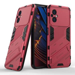 Xiaomi Poco M4 5G 충격 방지 킥스탠드 케이스 하이브리드 하드 PC 소프트 TPU 보호용 휴대폰 커버 - 로즈