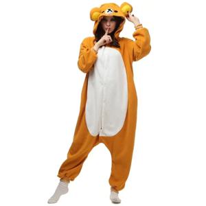 성인 폴라 플리스 Kigurumi Rilakkuma 코스프레 의상 동물 Onesies 잠옷 할로윈 카니발 가장 무도회 파티 점프 슈트