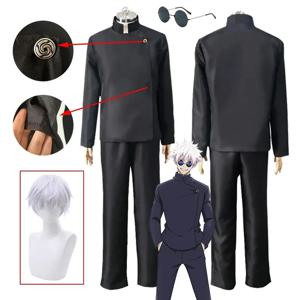 Anime Jujutsu Kaisen Satoru Gojo 코스프레 의상 Gojo Satoru 가발 안경 고등학교 제복 할로윈 의상 남성 성인