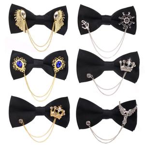 남자 블랙 Bowtie 금속 장식 나비 넥타이 남자 여자 유니폼 칼라 Butterf Bowknot 성인 정장 나비 넥타이 Cravats 남성 Bowties