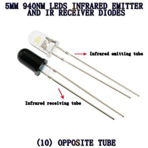 10PCS F5 5mm 940nm LED 적외선 이미터 및 IR 송신기 수신기 다이오드 다이오드 301A Arduino 용 튜브에 적외선