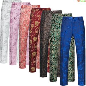 블루 남성 자수 정장 바지, 패션 캐주얼 바지, 레드 화이트 그린 Pantalones Hombre 빅 사이즈 M-3XL 4XL 5XL 6XL