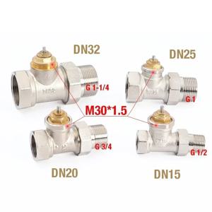 항온 헤드가 없는 HVAC 시스템 황동 직선형 라디에이터 밸브 DN15 DN20 DN25 DN32 온도 조절 밸브