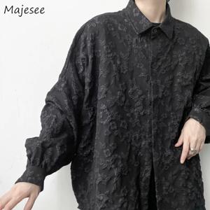셔츠 남성 꽃 무늬 일본식 패션 느슨한 주름 긴 소매 바이브 올 매치 하이 스트리트 젊고 멋진 디자인 빈티지