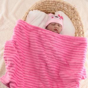 68*99cm 아기 담요 두꺼운 솔리드 컬러 플란넬 스트라이프 아기 Swaddle 담요 어린이 소파 담요 커버 담요