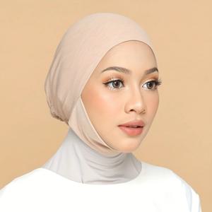 여성용 단색 언더캡, 신축성 있는 부드러운 터번 모자, 레이스업 헤드 랩, 경량 이너 히잡 모자, 머리 스카프, 비니
