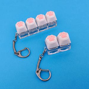 손가락 끝 감압 장난감 키 실리콘 부드러운 고양이 PAWS 키 체인 열쇠 고리 휴대 전화 펜던트 액세서리 키보드 태핑