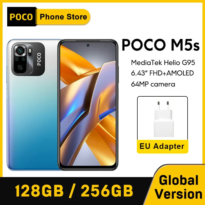 포코 M5s 글로벌 버전 스마트폰, 128GB, 256GB, MTK G95, 64MP 쿼드 카메라, AMOLED 디스플레이, 5000mAh 배터리, 33W 고속 충전 NFC