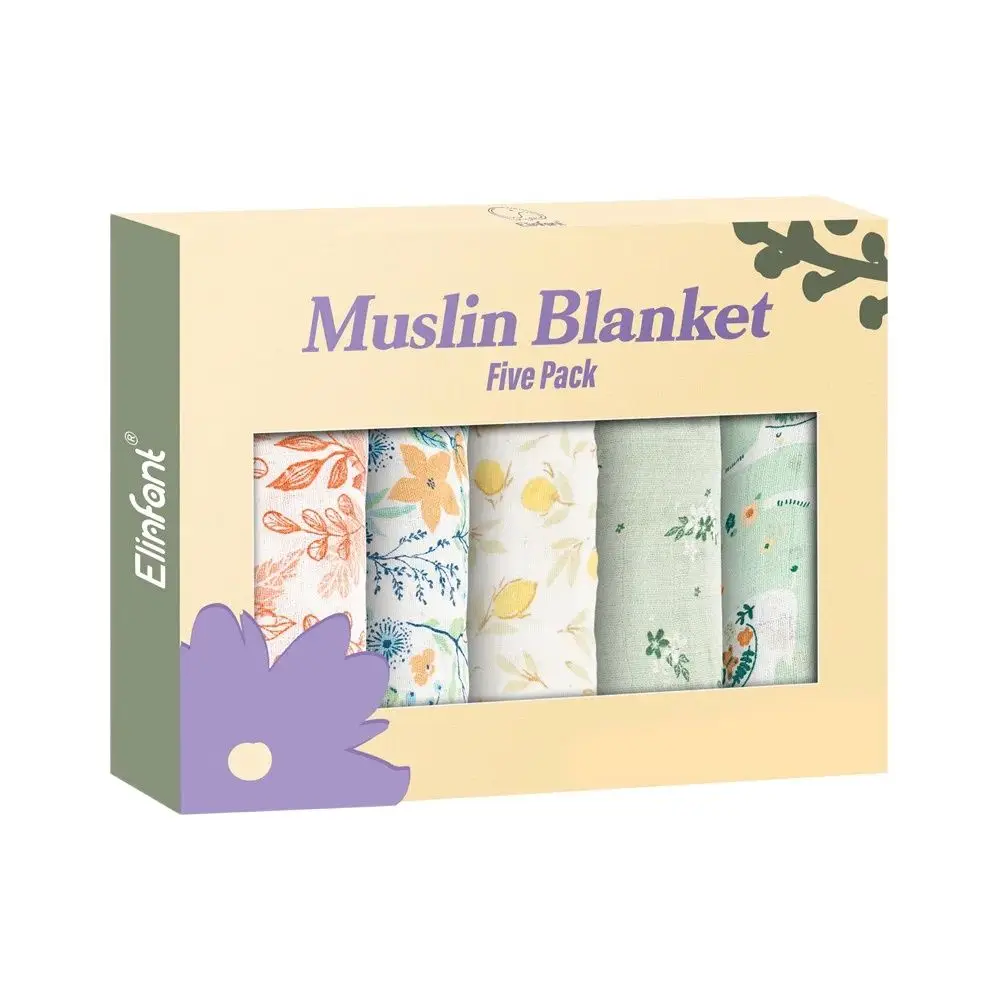 5pcs 선물 세트 대나무 면 모슬린 턱받이 트림 천 60*60cm 2 레이어 아기 스카프 손수건