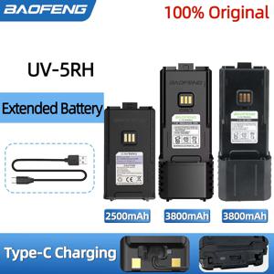 Baofeng UV-5RH 확장 배터리 3800mAh 2500mAh Type-C 워키 토키 UV-5RM AR-5RM GM-5RH 햄 라디오 충전식 리튬 이온 배터리