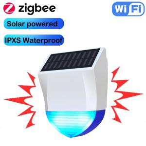 투야 스마트 지그비 와이파이 사이렌 알람, 야외 방수, 태양열 및 USB 전원 공급 장치 옵션, 95dB 리모컨