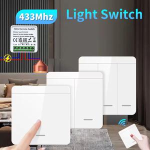 RF 433 MHz 스마트 스위치 미니 DIY 무선 원격 제어 라이트 릴레이 수신기 1/2/3 Gang 86 벽 송신기 버튼 패널 스위치