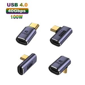 Macbook용 USB Type-C 어댑터, 90도 빠른 충전 변환기 남성-여성 100W 40gbps PD 데이터 전송