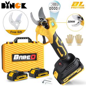 30MM 21V 브러시리스 전기 가지 치기 전단 무선 전기 가위 Makita 18V 배터리 용 상자가있는 과일 나무 분재 정원
