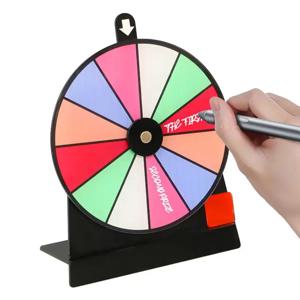 스탠드가 있는 행운의 바퀴 미끄럼 방지 바퀴 스피너 지울 수 있는 아크릴 보드 룰렛 휠 12슬롯 탁상용 상금 바퀴