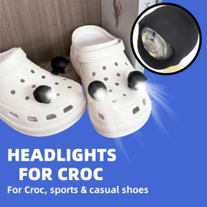2PCS LED 신발 조명 야간 라이드를위한 매력 장식 액세서리 하이킹 개 산책 신발 매력 악어에 대한 미니 헤드 라이트