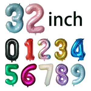32 인치 큰 호일 생일 풍선 헬륨 번호 풍선 0-9 생일 축하 웨딩 파티 장식 샤워 대형 피규어 글로브