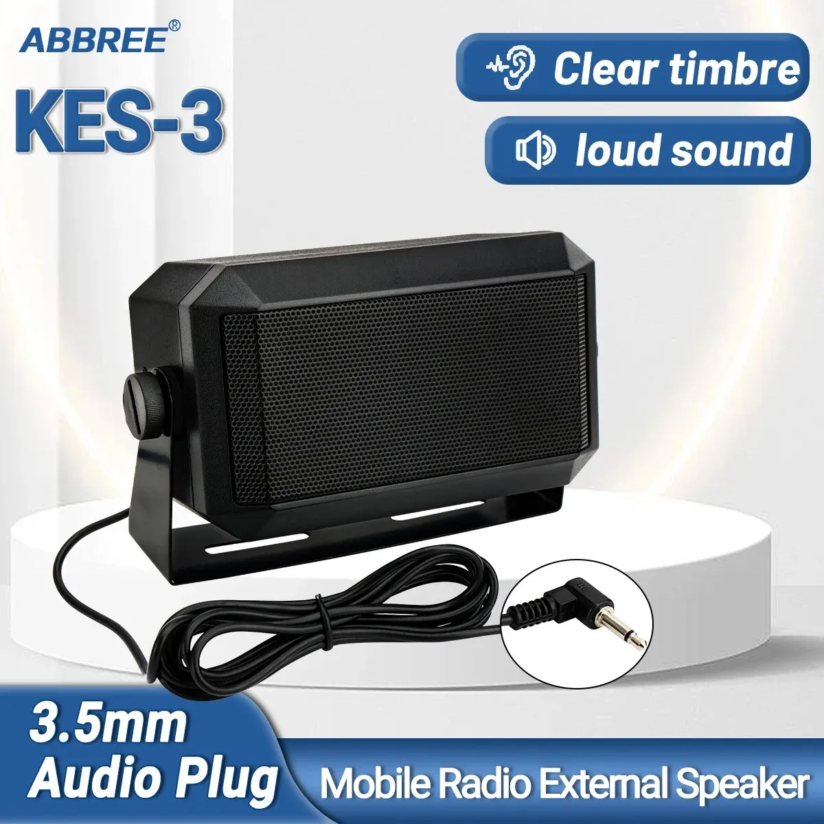 ABBREE 직사각형 외부 통신 스피커 모든 3.5mm 오디오 플러그 CB 라디오 및 모바일 라디오용 외부 스캐너
