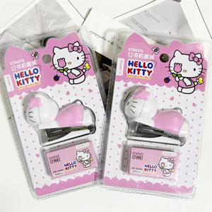 Sanrio Anime 미니 스테이플러 세트 헬로 키티 휴대용 컬러 종이 바인딩 기계 패션 문구 사무실 학교 용품 선물