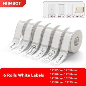 미니 열 프린터 용지 오일 방지 라벨 가격 자체 접착 라벨 스티커, Niimbot D11 D110 D101 H1S 용, 6 롤