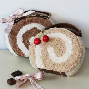 로리타 가방 Sweet Cure Downy Crossbody s for Girls 원형 카와이 핸드백 십대 JK 유니폼 어깨 Сумка Bolso