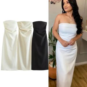 ASDS 2024 오프 숄더 블랙 화이트 롱 드레스 여성 bodycon 베이지 미디 드레스 여성 여름 백리스 섹시한 파티 드레스