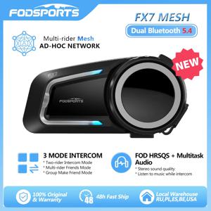 Fodsports FX7 메쉬 인터콤 듀얼 블루투스 헤드셋 헬멧 오토바이 인터콤 10 라이더, FM 라디오, 모토 커뮤니케이터 인터폰